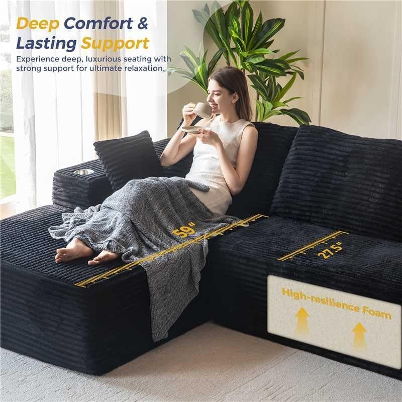 Large Modular Sectional Couch with L-Shape Chaise