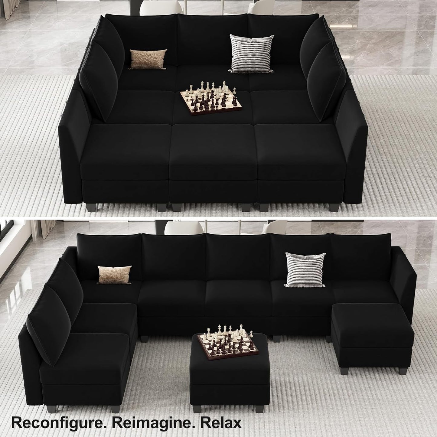 Large Modular Sectional Sofa Bed with Storage Comfort
