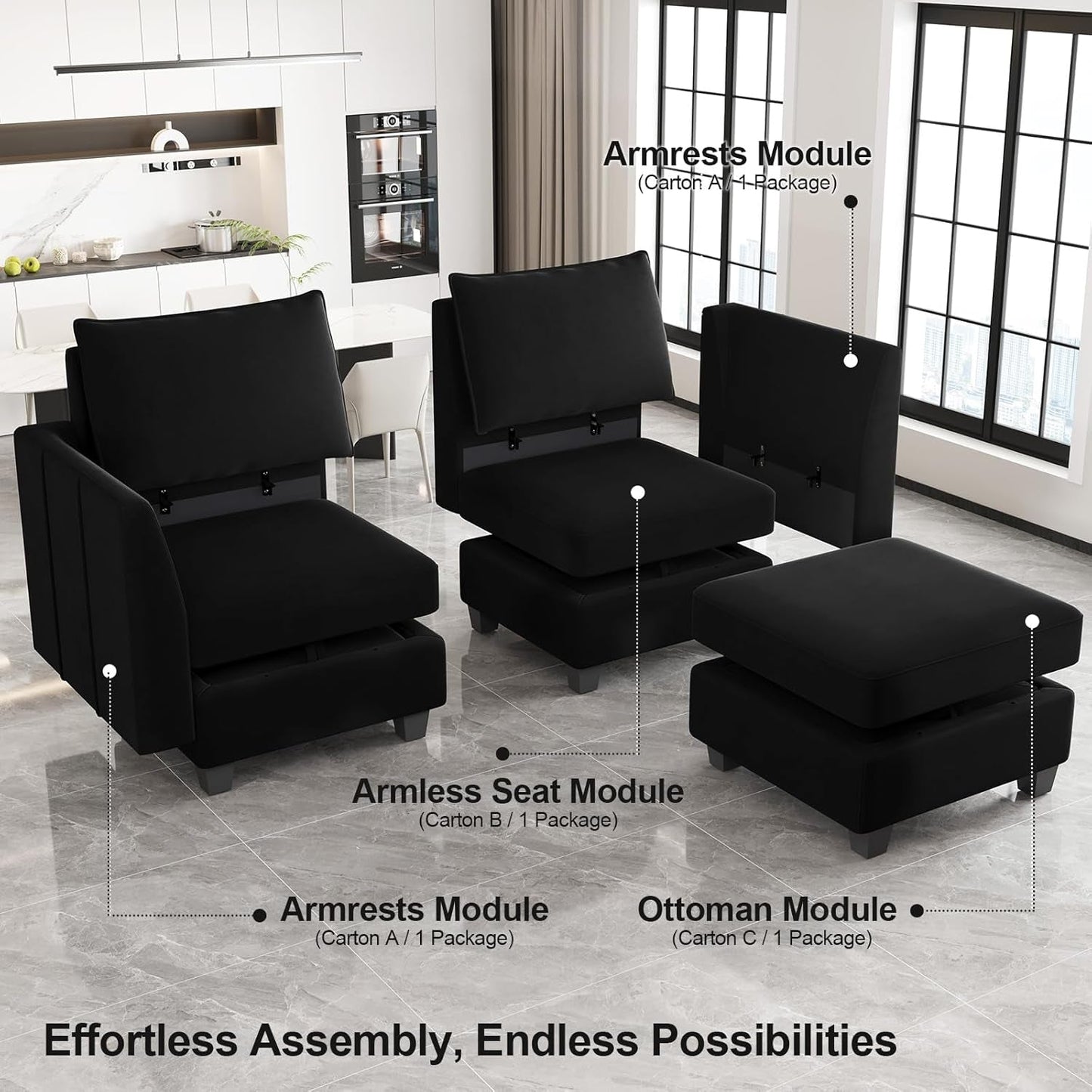 Large Modular Sectional Sofa Bed with Storage Comfort