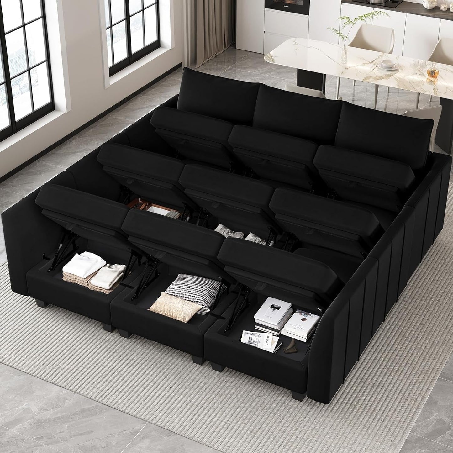 Large Modular Sectional Sofa Bed with Storage Comfort