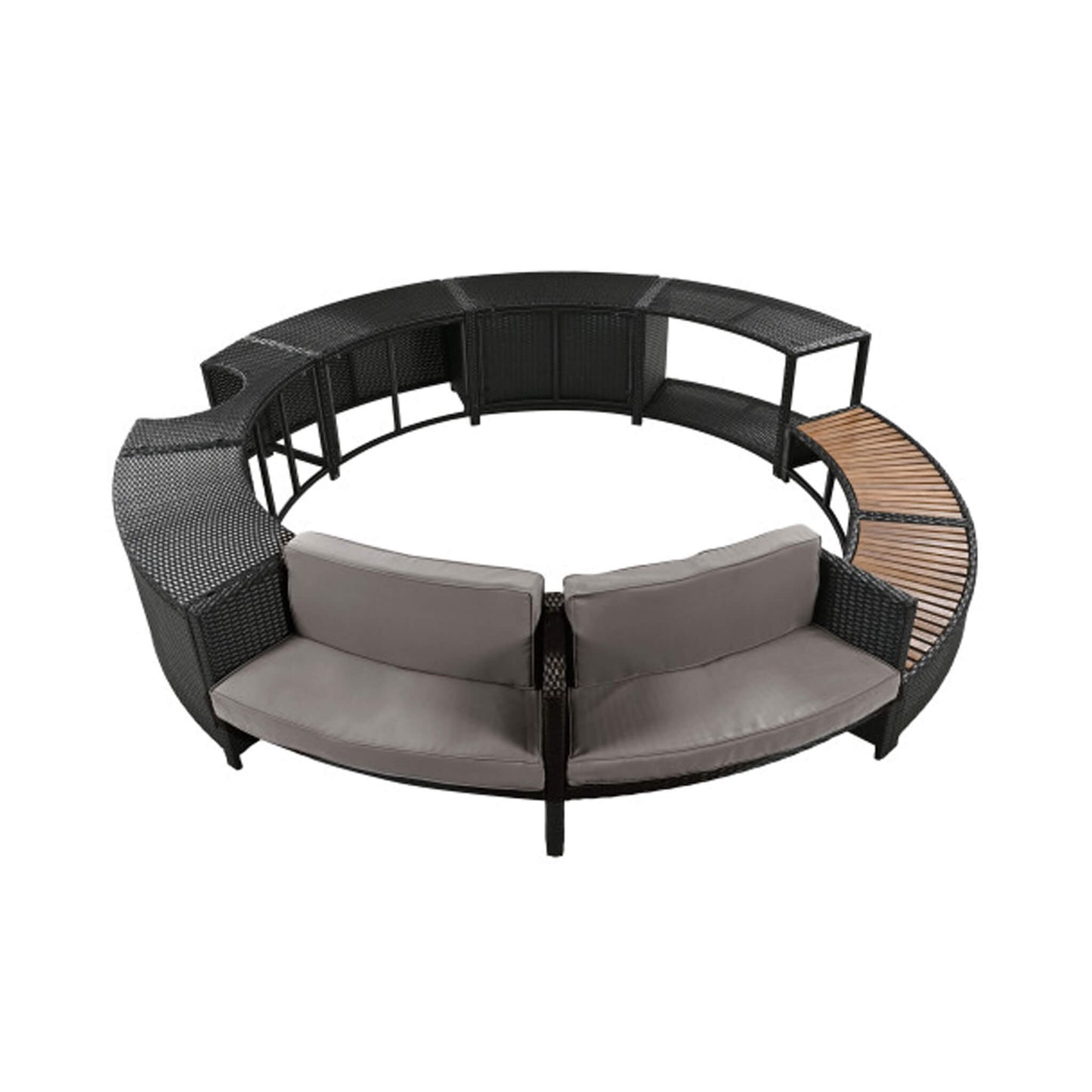 Large Premium Surround Spa Patio Rattan Sofa Set With Storage Compartments And Cushions (SAK75629)