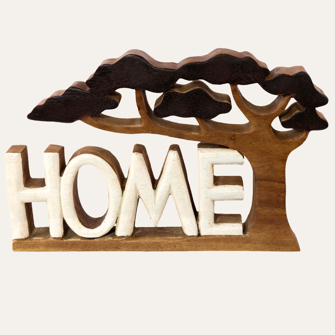Handmade Wooden Sculpture – Rustic Acacia Wood Decor | Warm Home Accent Gift