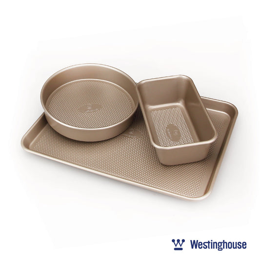 Baking Pan Set, Carbon Steel, 3-pc (Loaf Pan, Round Pan + Cookie Tray)