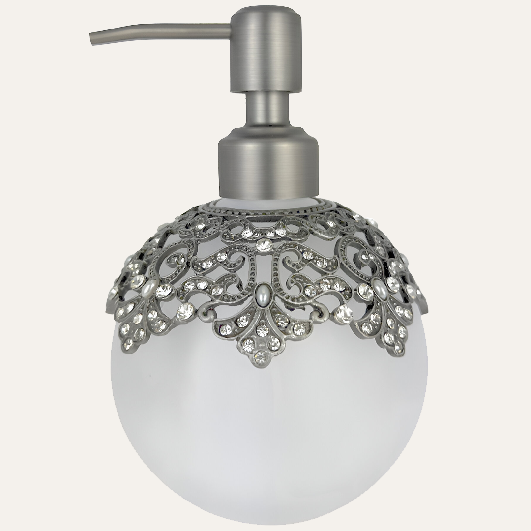 Soap Dispenser – Isolde Essence Frosted Glass Decorative Bathroom Accessory 12 oz