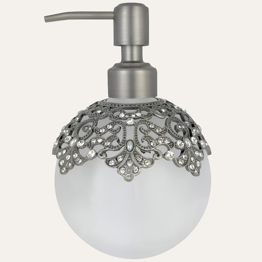Soap Dispenser – Isolde Essence Frosted Glass Decorative Bathroom Accessory 12 oz