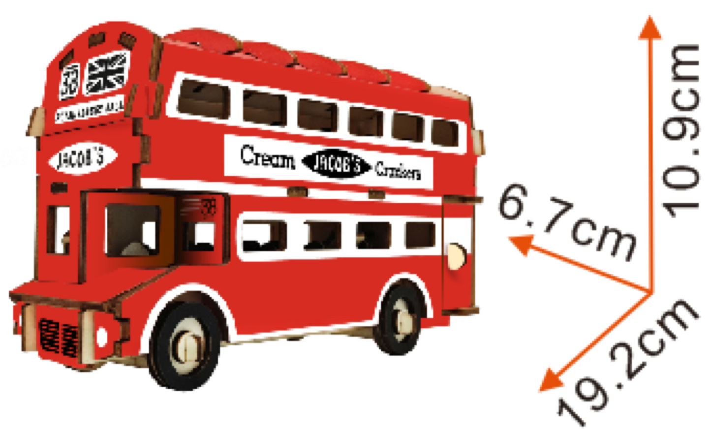 Double-Decker London Bus Model Kit - Wooden Laser-Cut 3D Puzzle (94 Pcs)