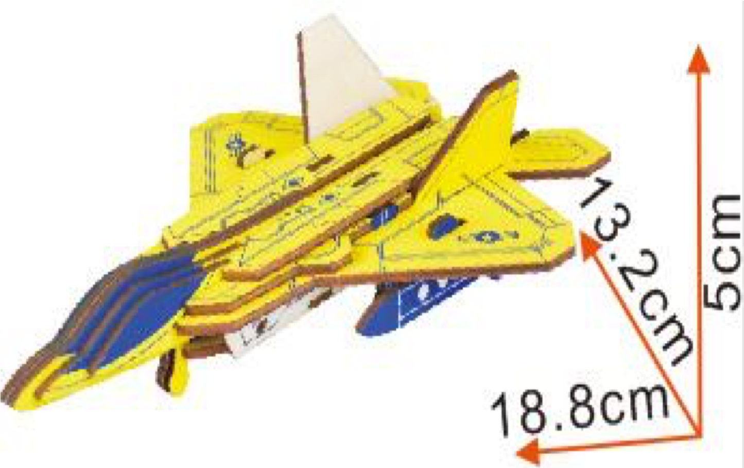 23 Pieces Airplane Jet Model Kit - Wooden Laser-Cut 3D Puzzle