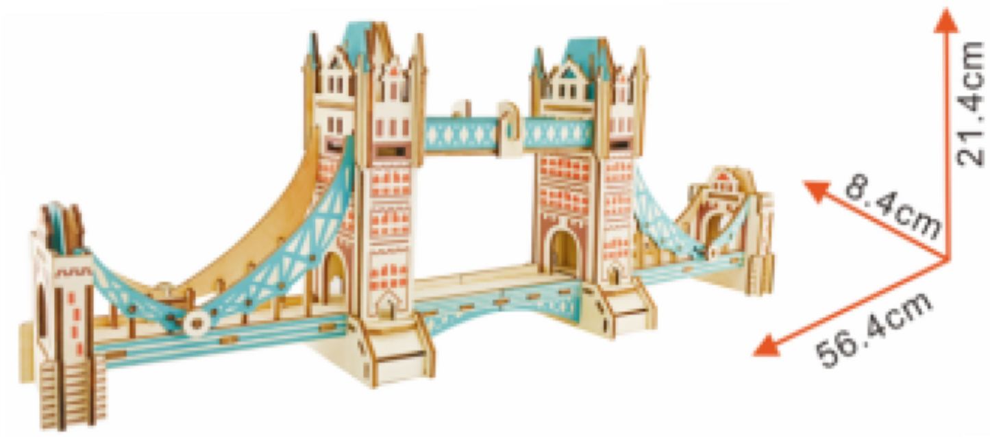 London Tower Bridge Model Kit - Wooden Laser-Cut 3D Puzzle (105 Pcs)