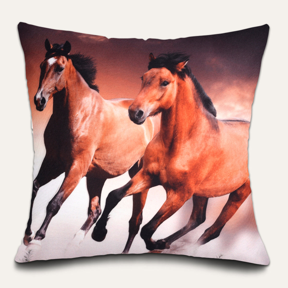 Horse Throw Pillow - Decorative 18x18 Inch Polyester Pillow Covers With Zipper Closure