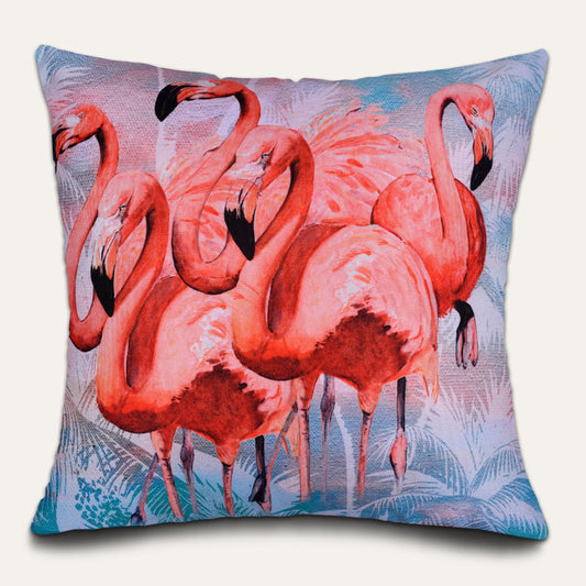 Flamingo Throw Pillow - Decorative Printed Cushion Covers 18x18 Inch with Zipper Closure
