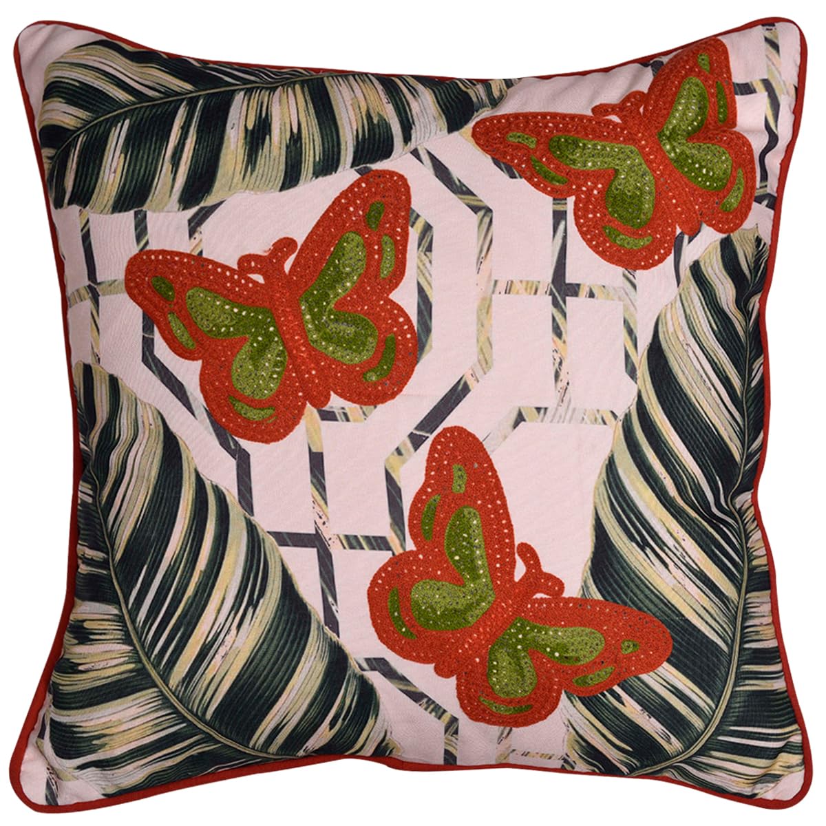 Butterfly Throw Pillow - 22x22 Inch Decorative Pillow Covers With Zipper Closure