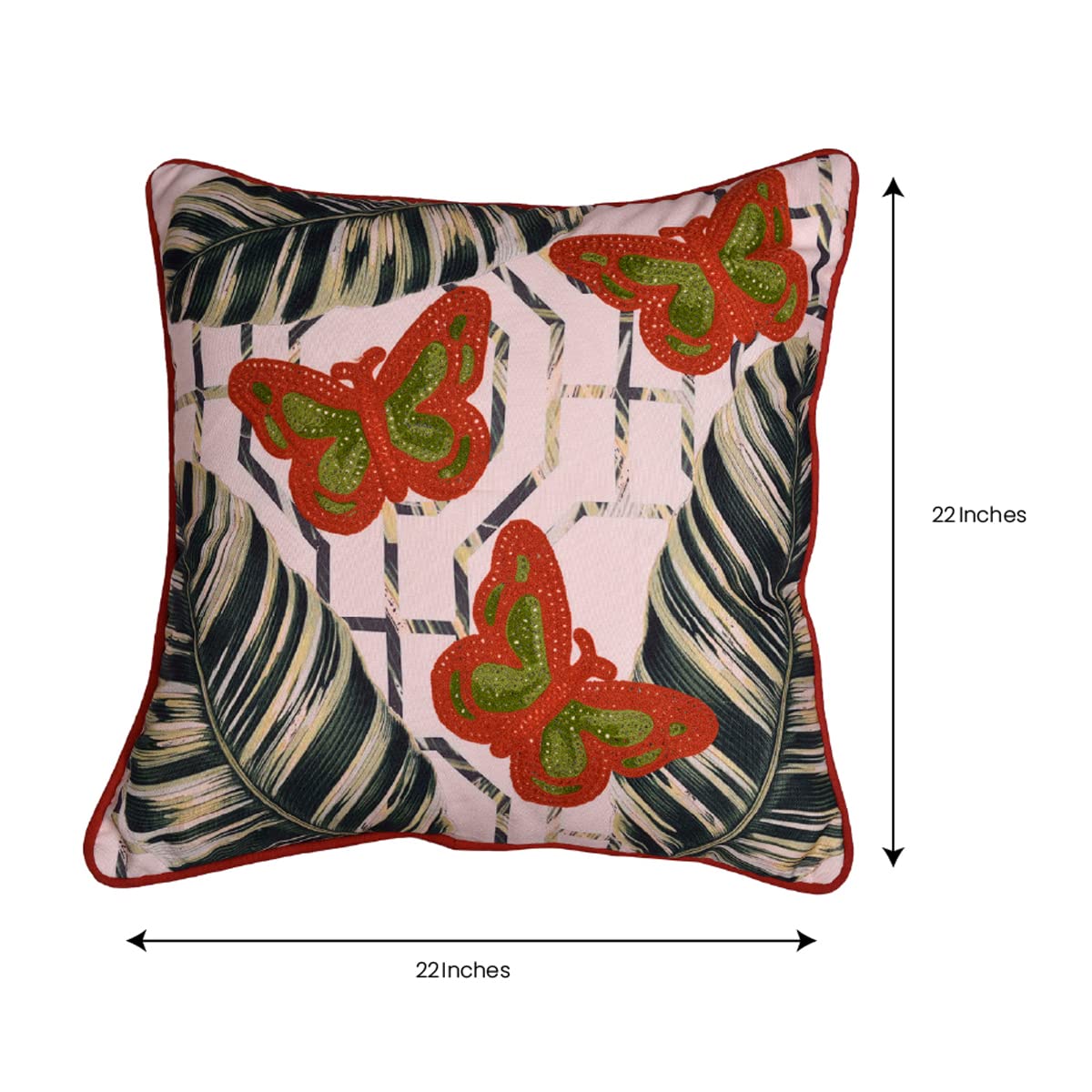 Butterfly Throw Pillow - 22x22 Inch Decorative Pillow Covers With Zipper Closure