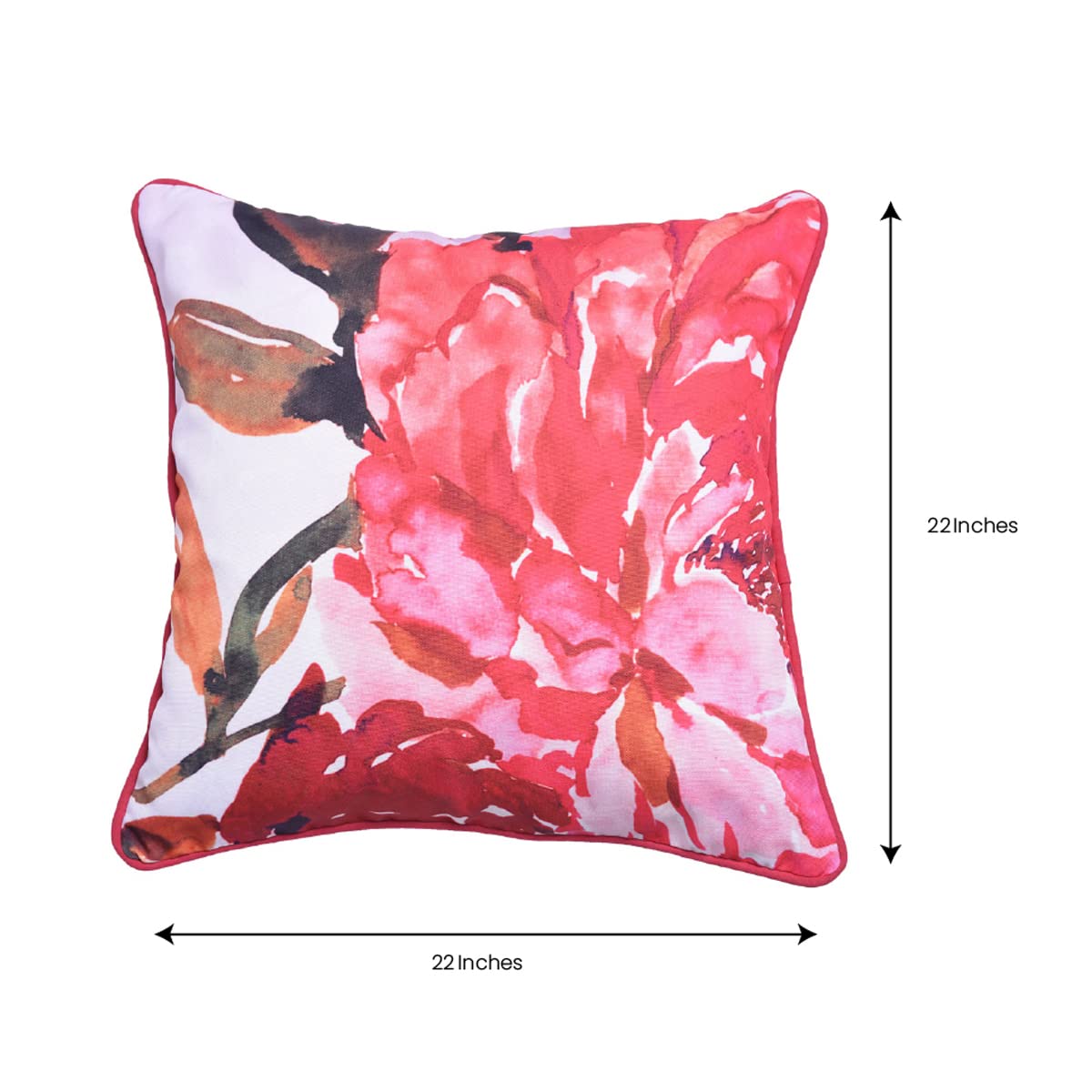 Floral Throw Pillow Covers - 22x22 Inch Decorative Cushion Covers With Zipper Closure