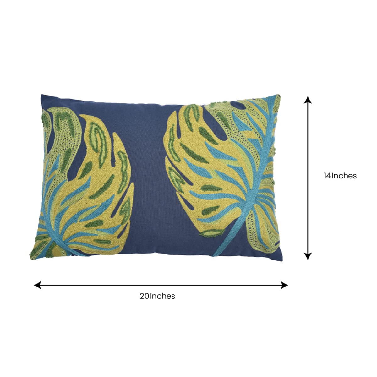 Leaf Printed Pillow Covers - Embroidered Leaf Design 14x20 Throw Pillow Cases