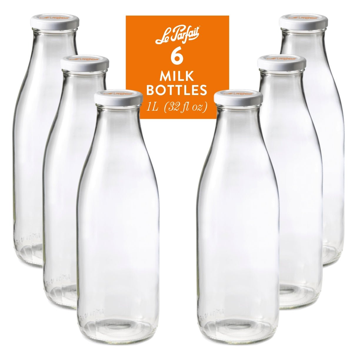 Le Parfait Bottles, French Glass Swing-Top and Milk Bottles with Reusable Caps
