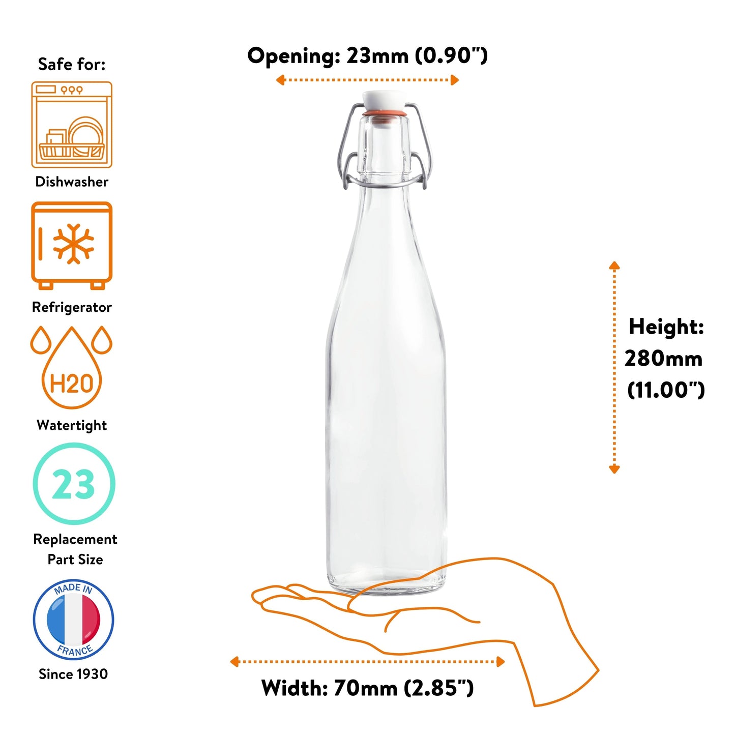 Le Parfait Bottles, French Glass Swing-Top and Milk Bottles with Reusable Caps