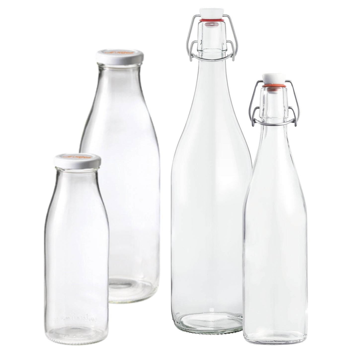 Le Parfait Bottles, French Glass Swing-Top and Milk Bottles with Reusable Caps