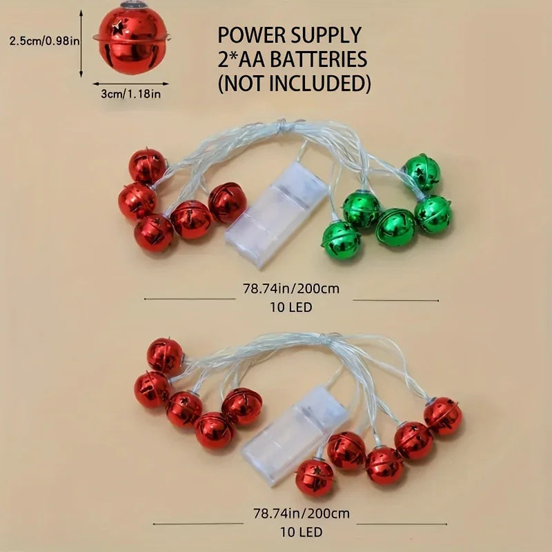 LED Bell Light Strand, 2m Long, 10 Lights for Home and Christmas Decor