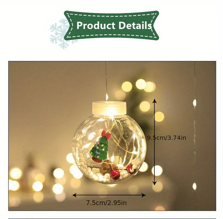 LED Christmas Curtain Lights with Copper Wire & Wishing Ball