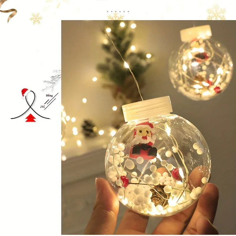 LED Christmas Curtain Lights with Copper Wire & Wishing Ball
