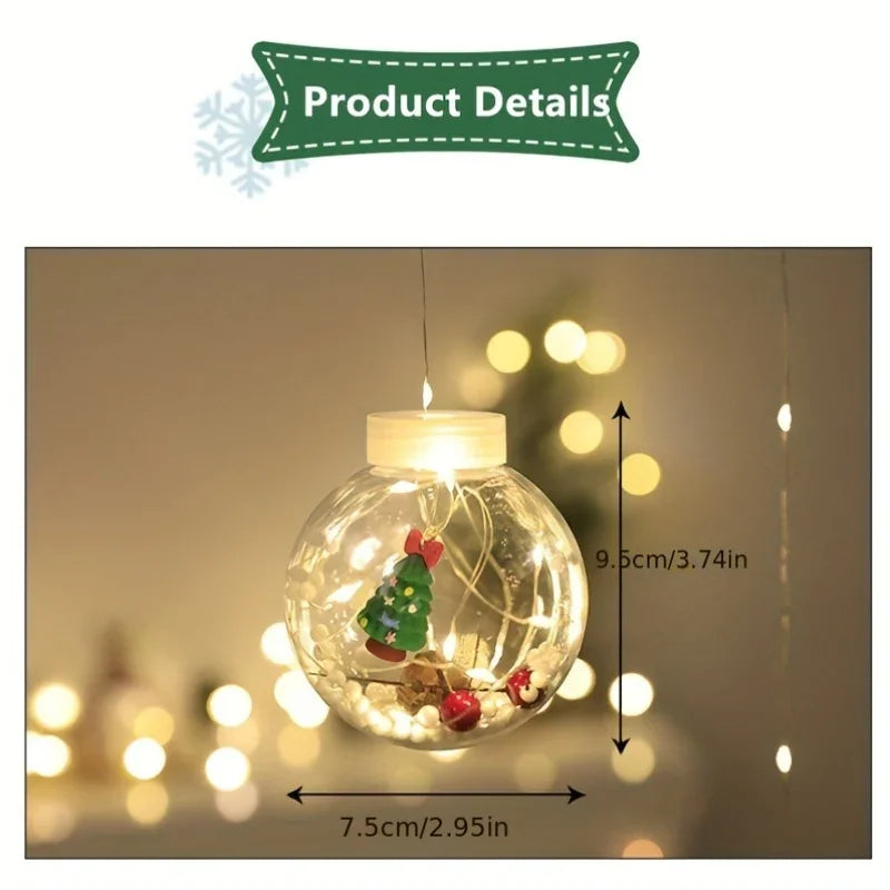 LED Christmas Curtain Lights with Copper Wire & Wishing Ball