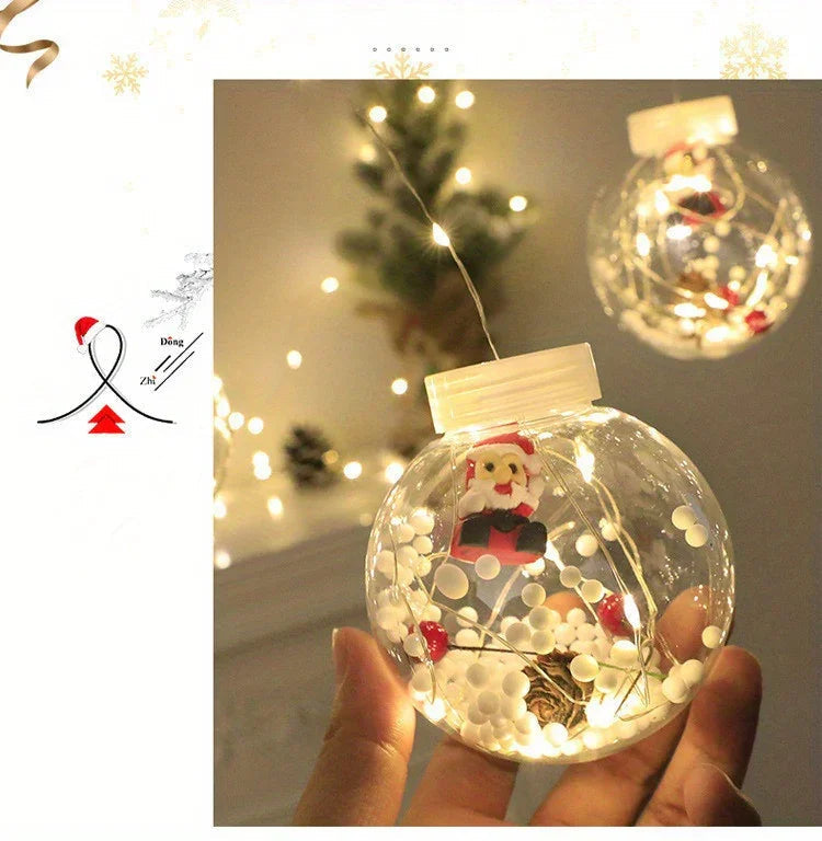 LED Christmas Curtain Lights with Copper Wire & Wishing Ball