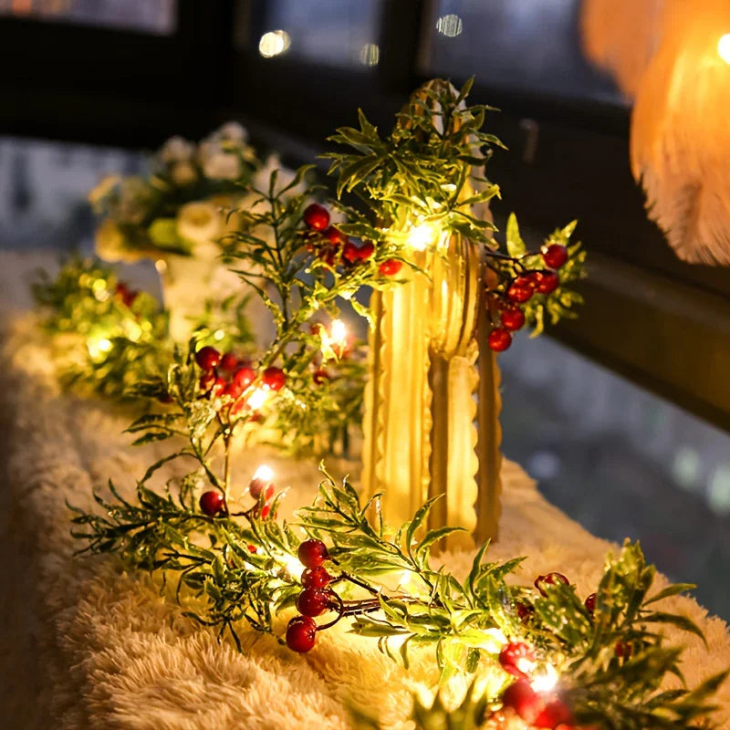 LED Christmas Garland Battery Operated Holiday Decor String Lights