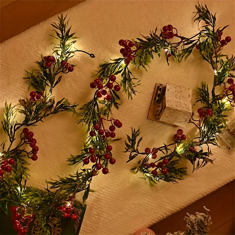 LED Christmas Garland Battery Operated Holiday Decor String Lights