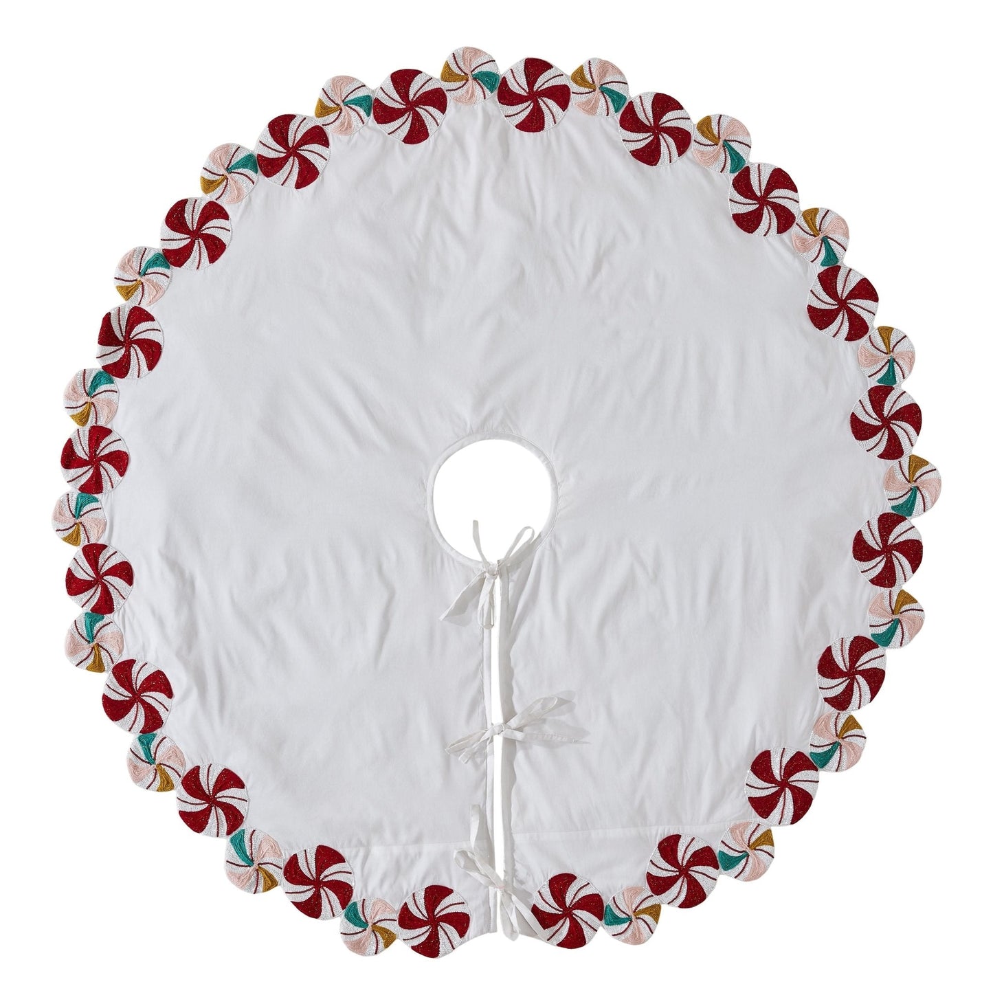LIMITED EDITION Candy Swirl Hand Beaded Christmas Tree Skirt Arcadia Home