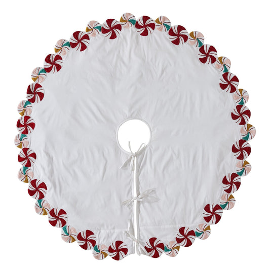 LIMITED EDITION Candy Swirl Hand Beaded Christmas Tree Skirt Arcadia Home