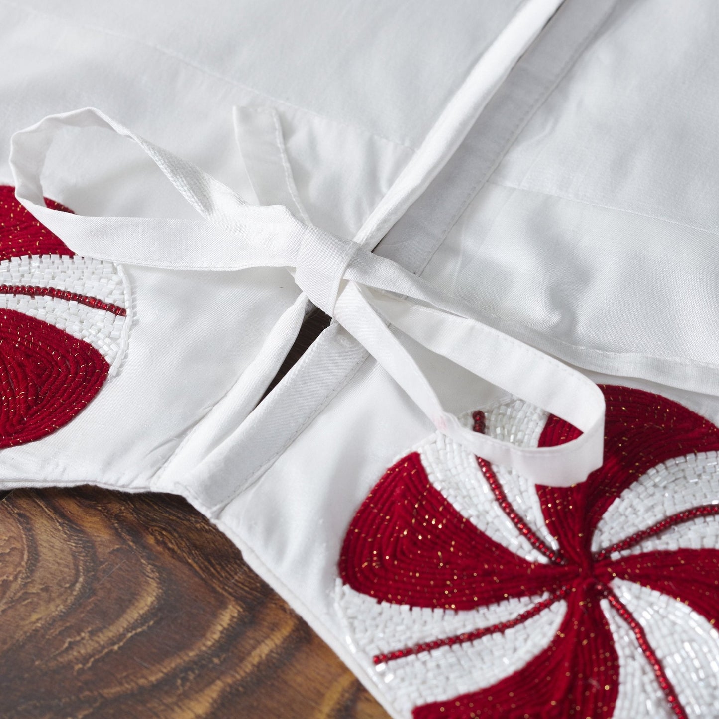 LIMITED EDITION Candy Swirl Hand Beaded Christmas Tree Skirt Arcadia Home