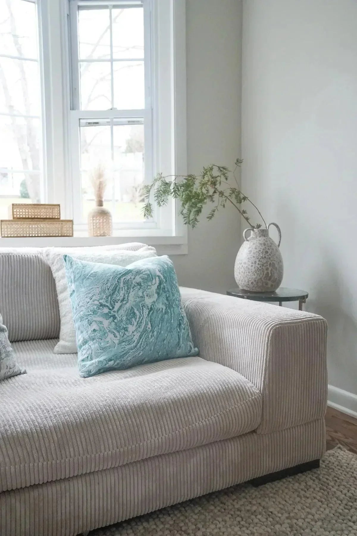 Linen Pillow Covers in Handcrafted Marble Print