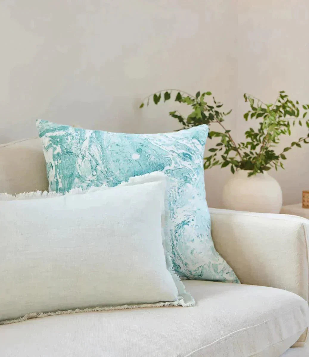 Linen Pillow Covers in Handcrafted Marble Print