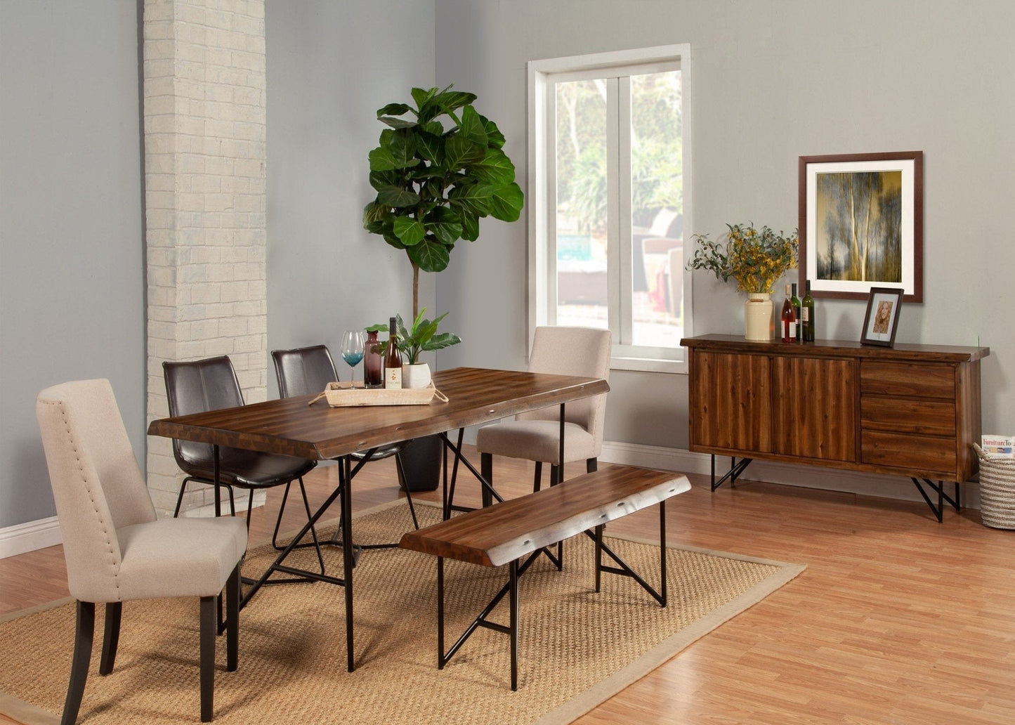 Live Edge Dining Table, Light Walnut