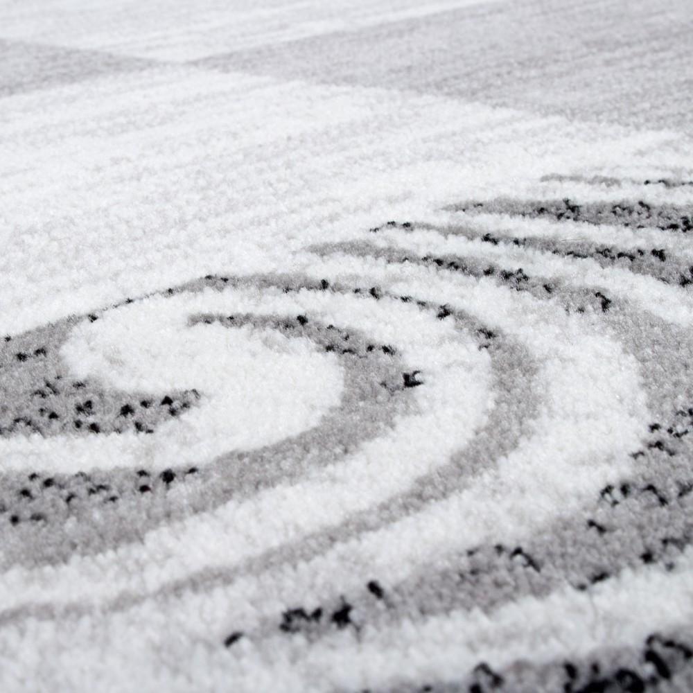 Living Room Rug Low-Pile in Grey White Cream