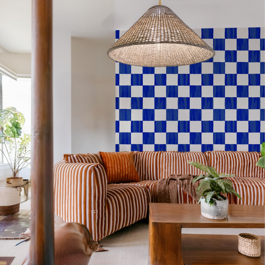 Checkers Wallpaper, cobalt