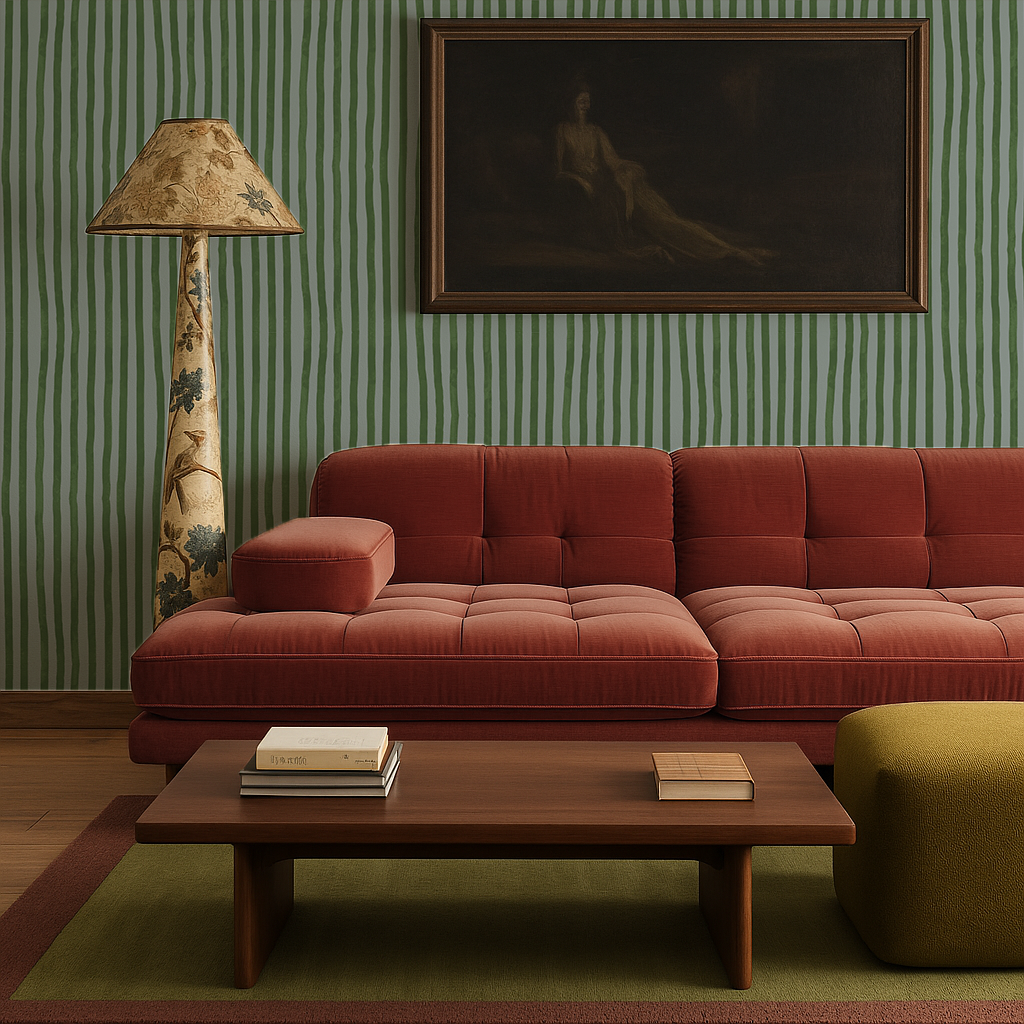 Dolce Stripe Wallpaper, blue and green