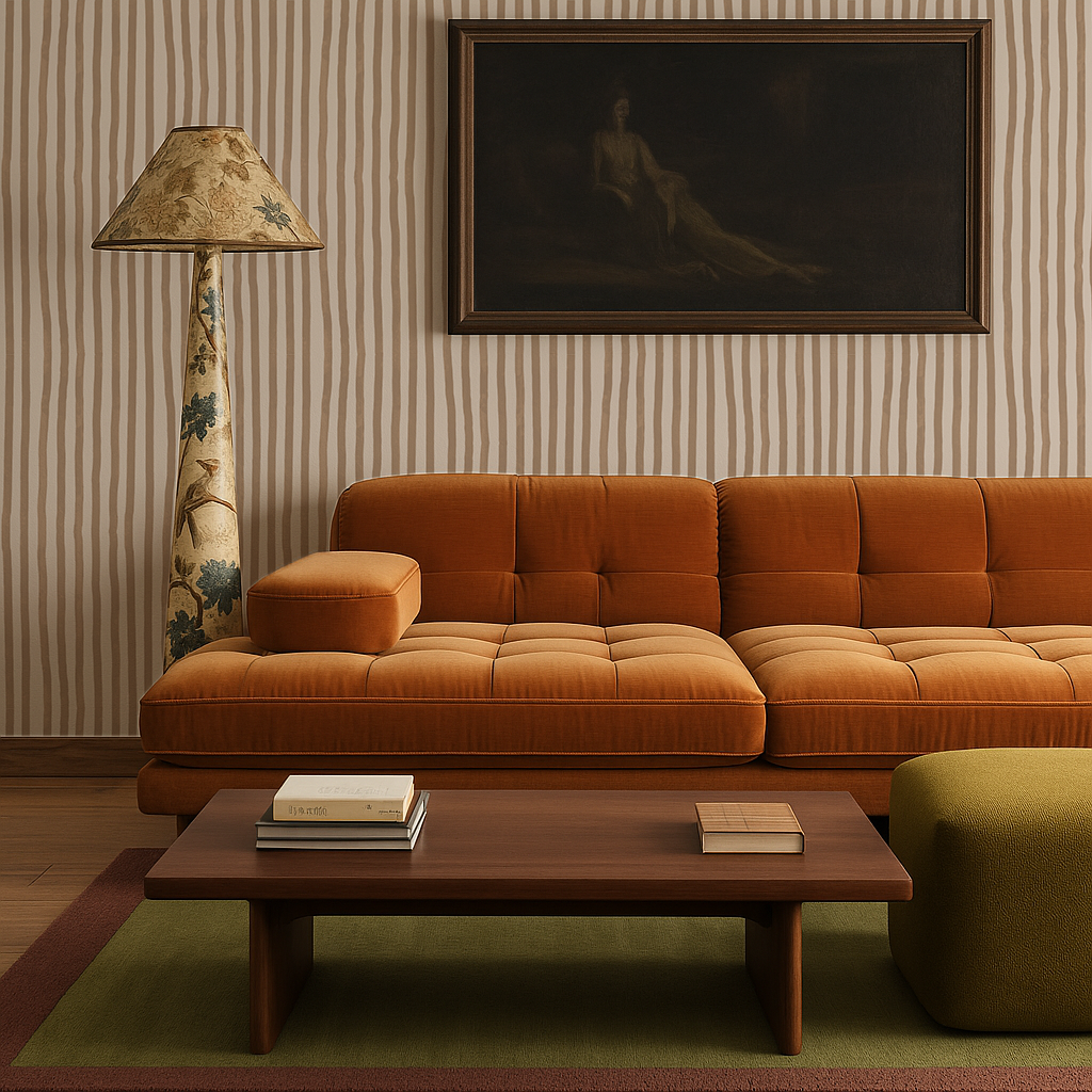 Dolce Stripe Wallpaper, off-white and tan