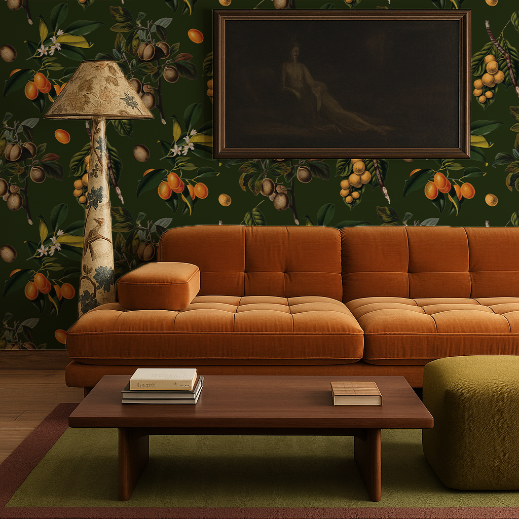 Vintage Orchard Wallpaper, green