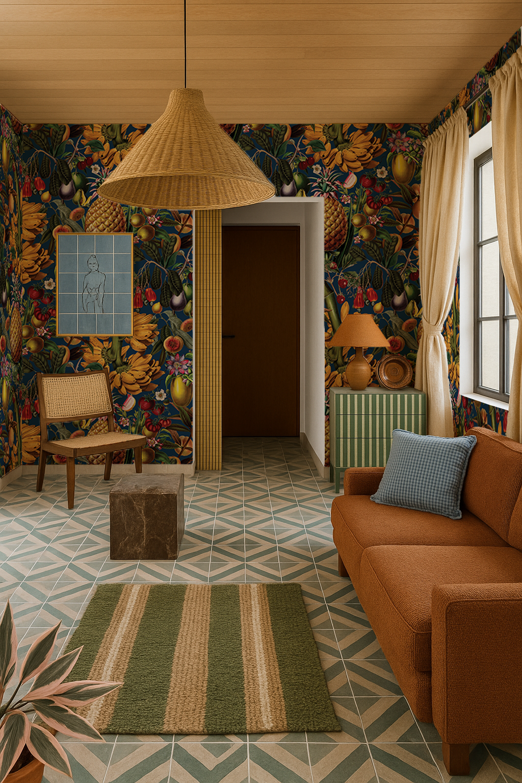 Juicy Fruit Wallpaper, navy