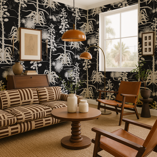 Agave Valley Wallpaper, black and white