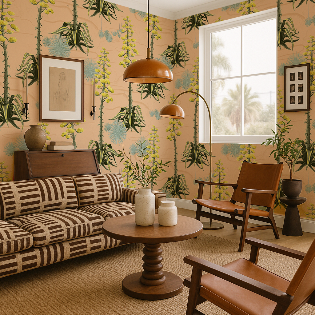 Agave Valley Wallpaper, peach