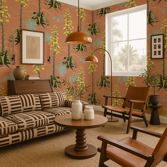 Agave Valley Wallpaper, terra cotta