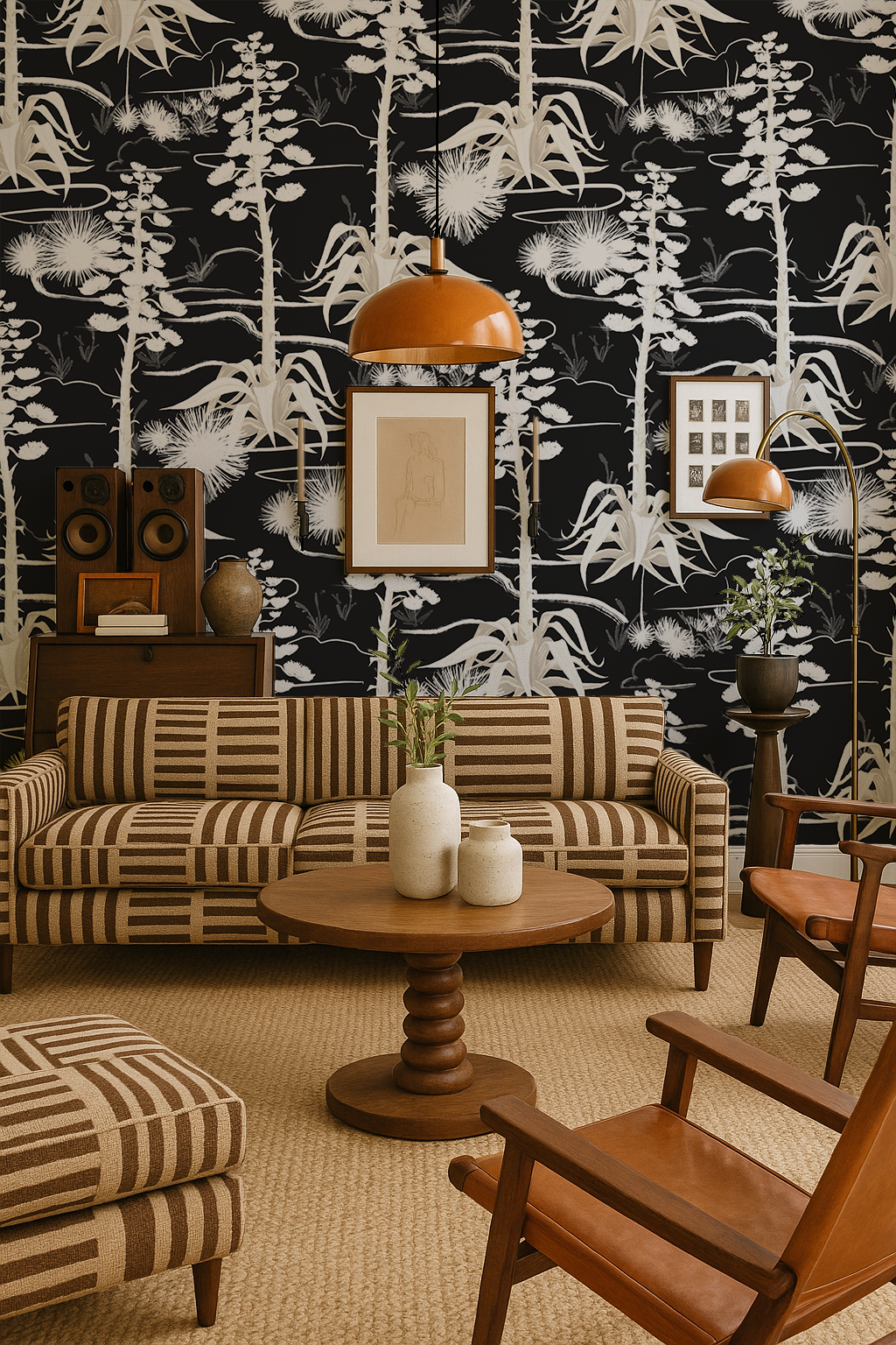 Agave Valley Wallpaper, black and white