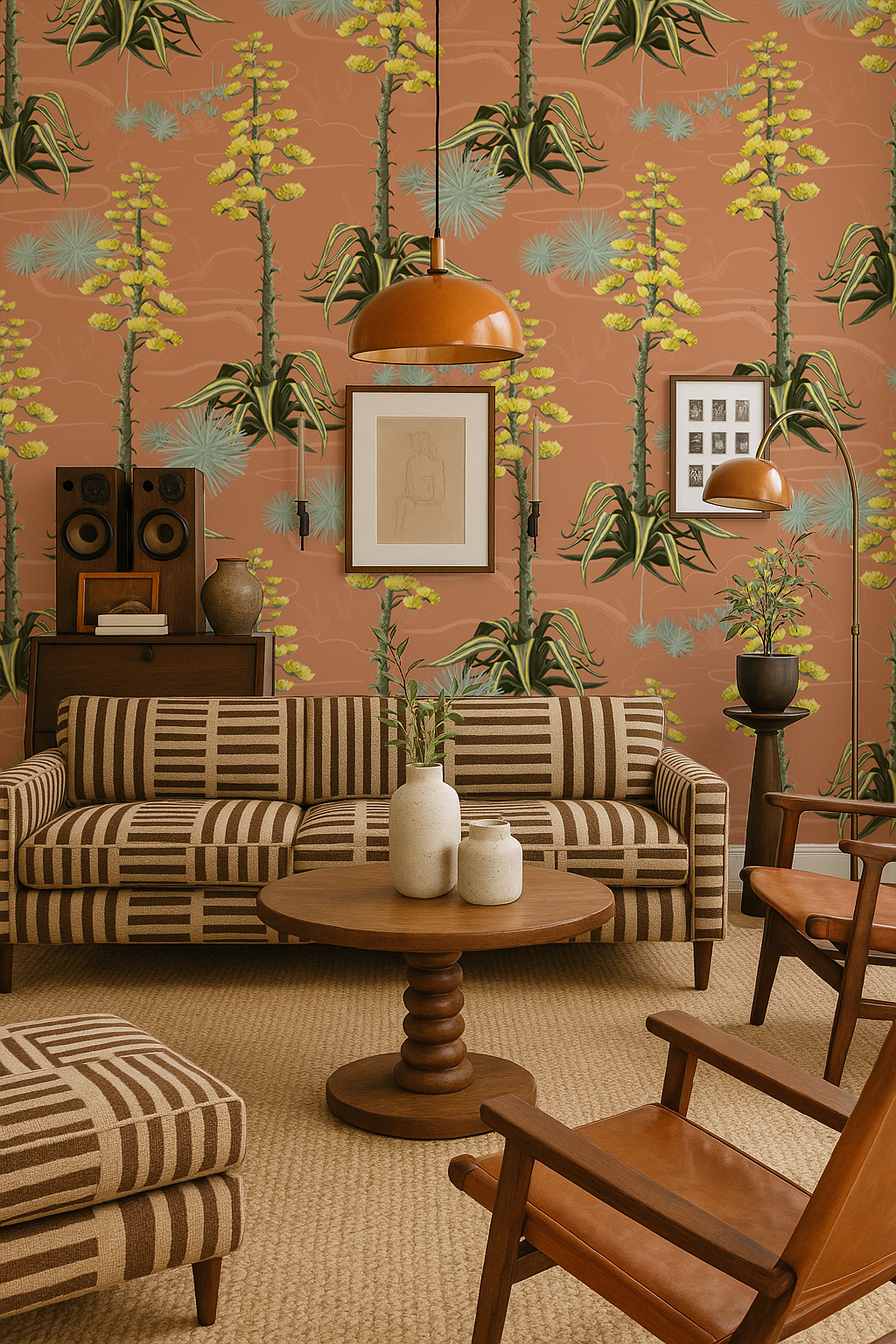 Agave Valley Wallpaper, terra cotta