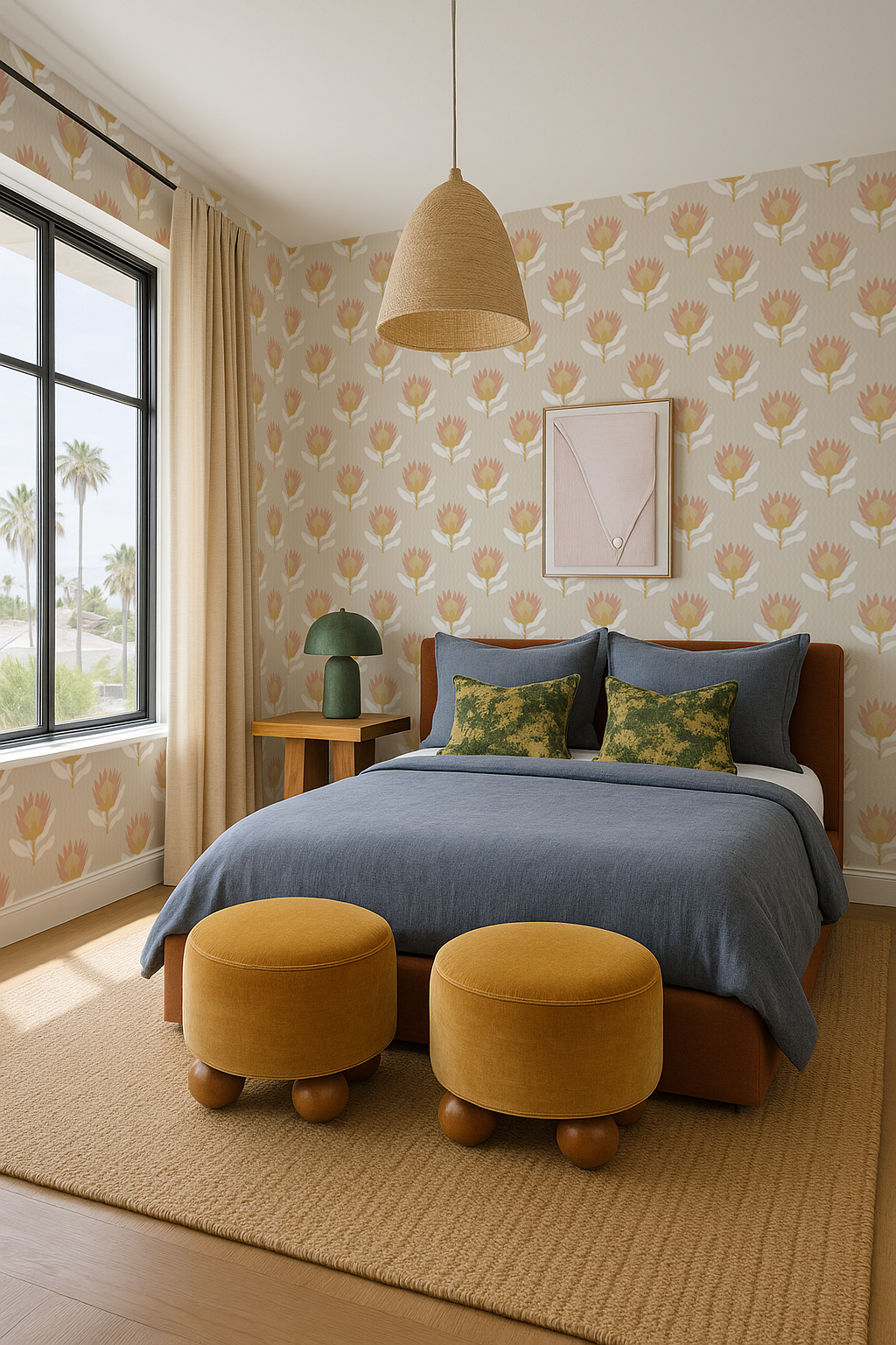 King Protea Wallpaper, tan and light coral