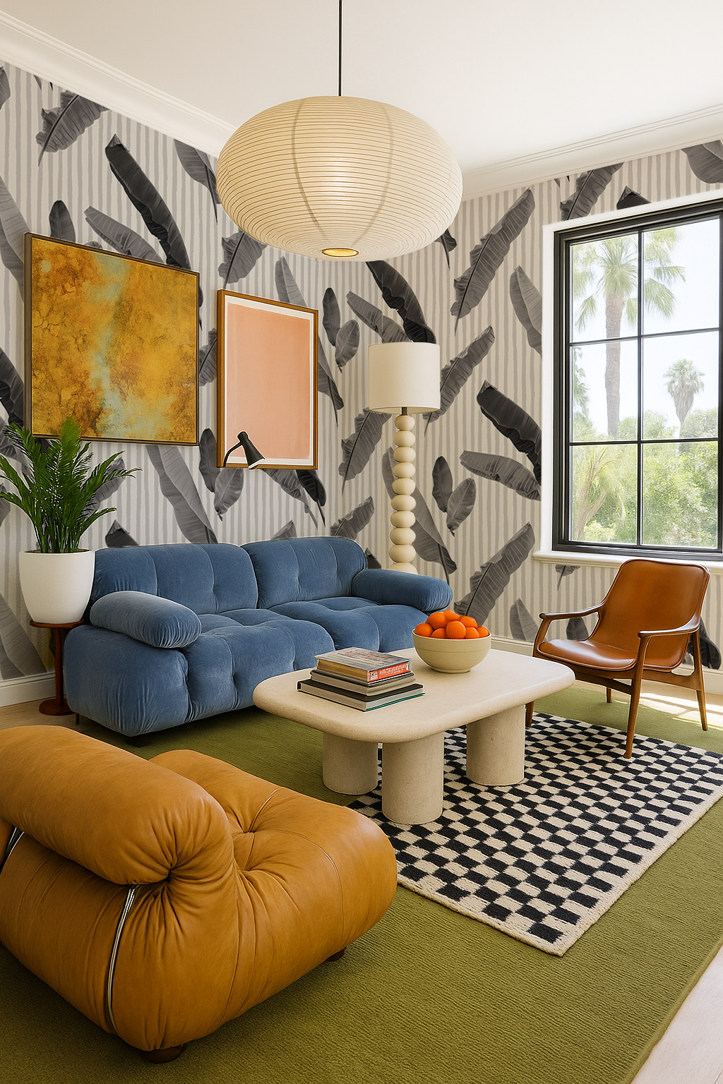 Banana Cabana Wallpaper, black and white