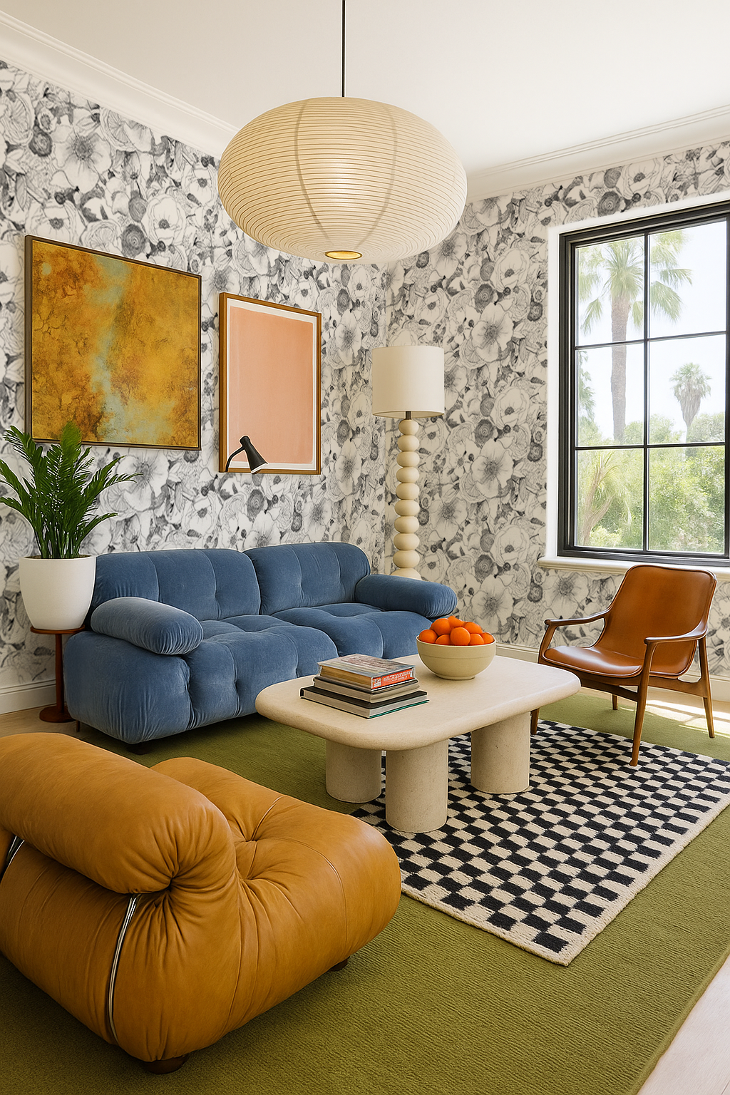 Floral Reverie Wallpaper, black and white