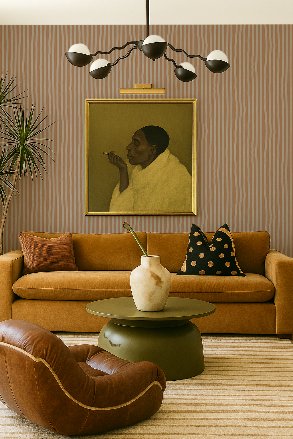 Dolce Stripe Wallpaper, apricot and off-white