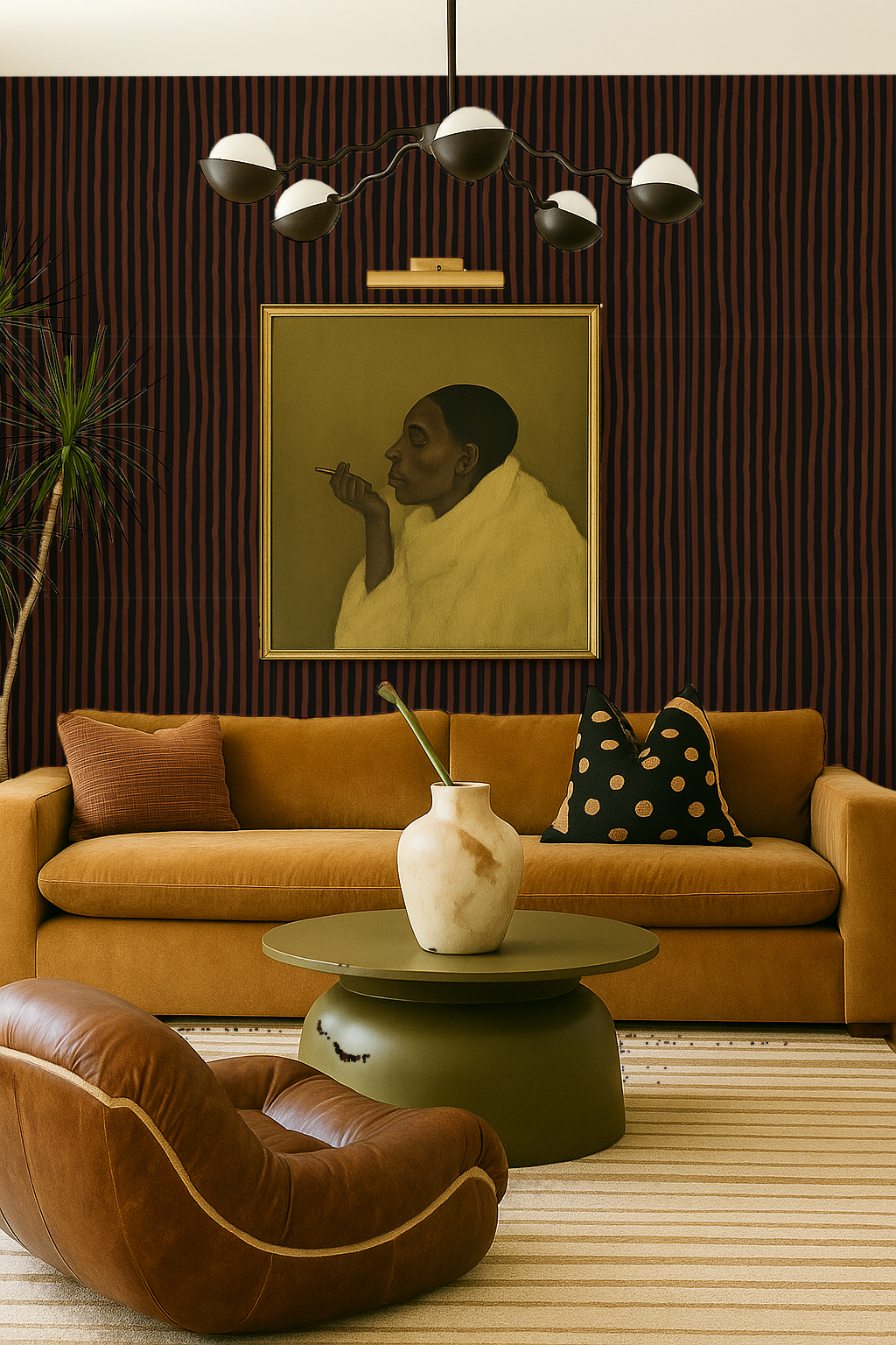 Dolce Stripe Wallpaper, black and chocolate brown